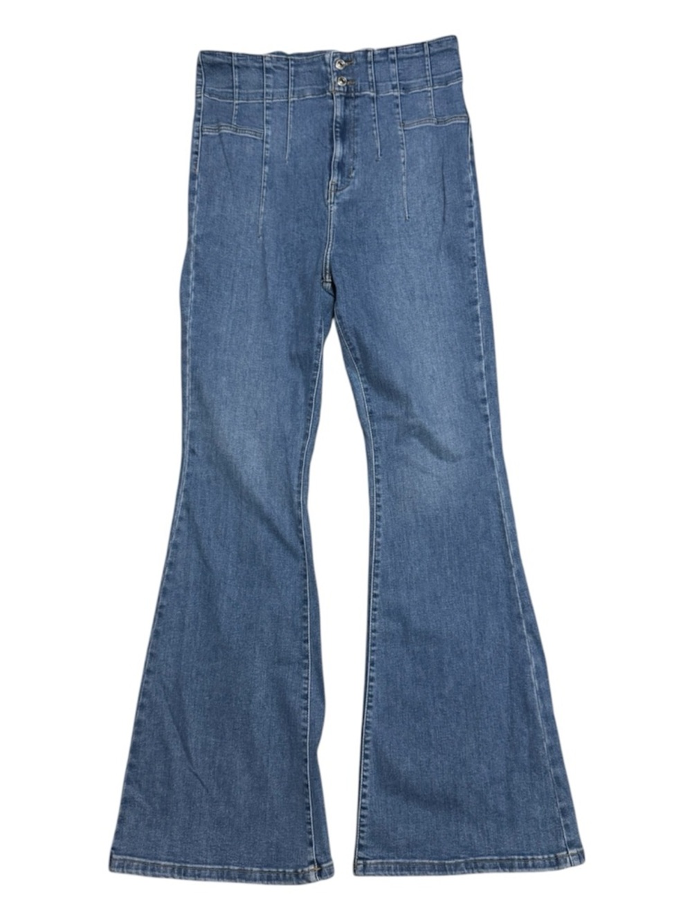 078 WE THE FREE Women's Jayde Flare Jeans, Sunburst Blue, Sz 32 - Picture 3 of 14